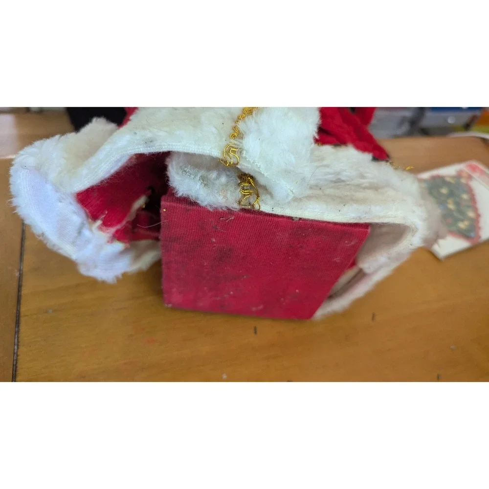 Vintage Style Standing Santa Claus Figurine Red Velvet Gold Trim 18 Inch Decor